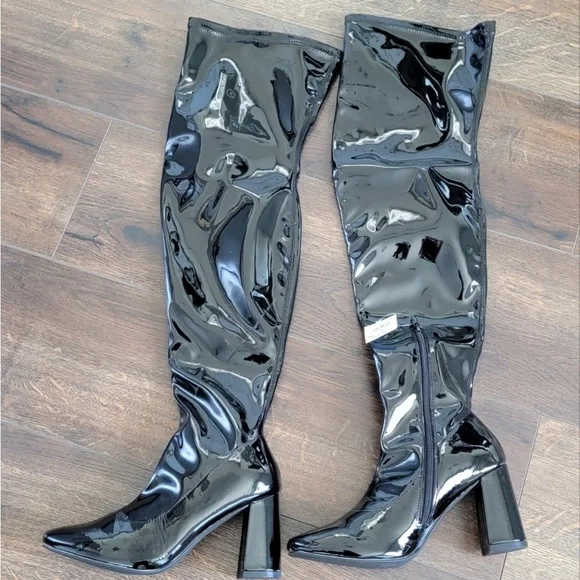 Over the Knee Patent Leather Boots - Picture 2 of 10